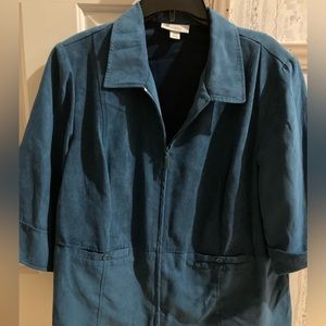 NWOT Ladies Size 20W Dress Barn  Teal Blue Zip-Up Blazer